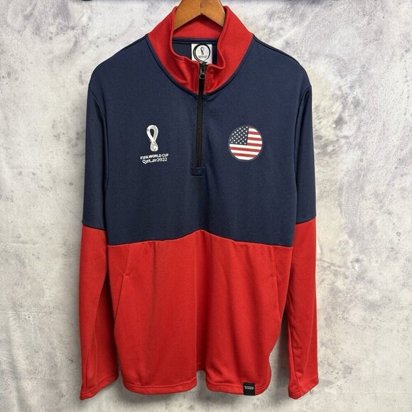 Fifa World Cup 2022 Qatar Jacket Mens Medium Red/Blue Soccer - Picture 1 of 9
